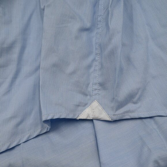 NEW $275 Breuer Made in Italy Very Fine Blue Stripe Cotton Dress Shirt 17x36 - Picture 4 of 5